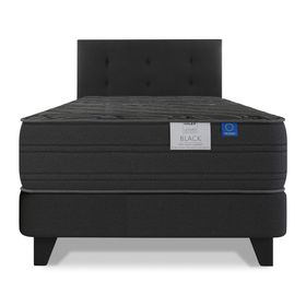 Cama europea Black 1.5 plazas + respaldo Royal negro