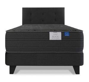 Cama americana Black 1.5 plazas + respaldo Royal negro