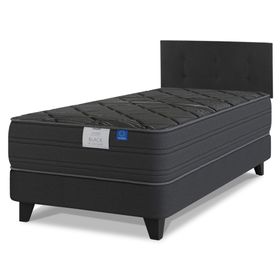 Cama europea Black 1.5 plazas + respaldo Royal negro