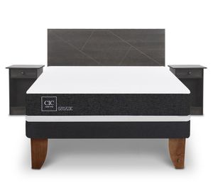 Cama europea 2 plazas Ortopedic +  Set Villarrica gris
