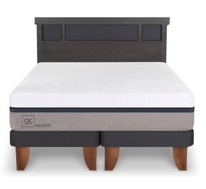 Cama europea King Balance +  Respaldo Dublin gris