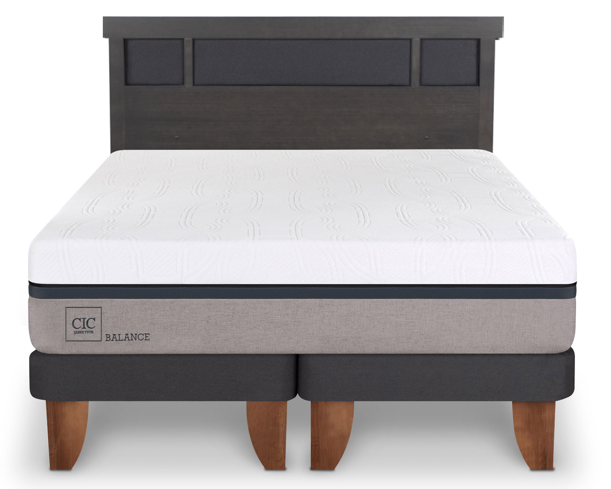 CIC Cama europea King Balance + Respaldo Dublin gris