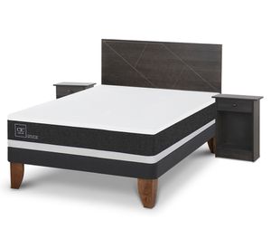 Cama europea 2 plazas Ortopedic +  Set Villarrica gris