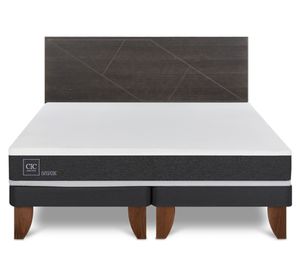 Cama europea king Ortopedic + respaldo Villarrica gris