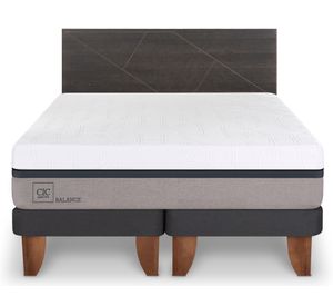 Cama europea King Balance +  Respaldo Villarrica gris