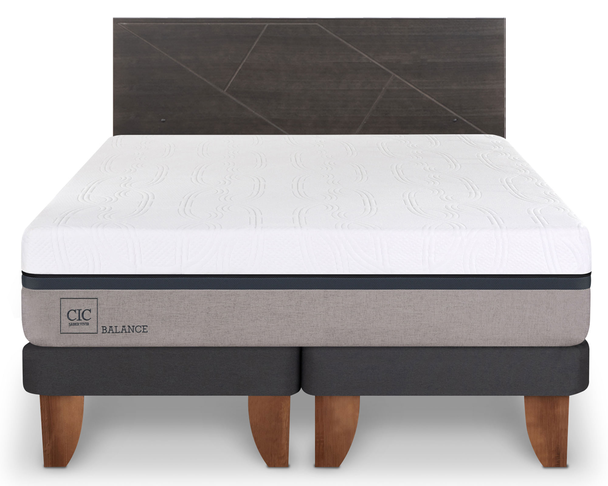 CIC Cama europea King Balance + Respaldo Villarrica gris