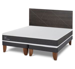 Cama europea king Ortopedic + respaldo Villarrica gris