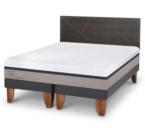 Cama europea King Balance +  Respaldo Villarrica gris