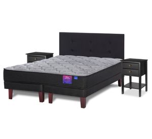 Cama europea Therapedic Plus king base dividida + respaldo Royal + 2 veladores Rover