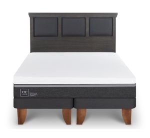 Cama europea 2 plazas Ortopedic Advance base dividida patas + respaldo Torino gris
