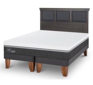 Cama europea 2 plazas Ortopedic Advance base dividida patas + respaldo Torino gris