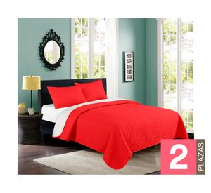 Quilt 2 plazas Bicolor rojo