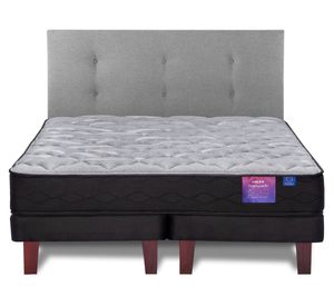 Cama europea king Therapedic Plus base dividida + respaldo Royal gris