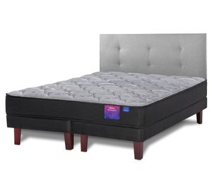 Cama europea king Therapedic Plus base dividida + respaldo Royal gris