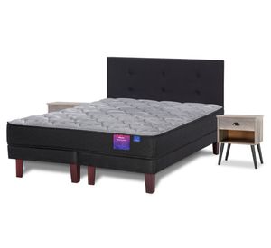 Cama europea Therapedic Plus 2 plazas base dividida + respaldo Royal  + 2 veladores Rock
