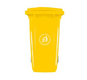 Basurero cuadrado amarillo 240 lt