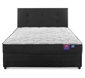 Cama americana Therapedic Plus 2 plazas base dividida + respaldo Royal negro