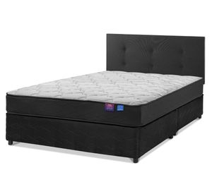 Cama americana Therapedic Plus 2 plazas base dividida + respaldo Royal negro