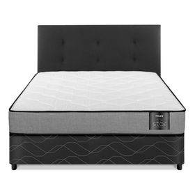 Cama americana Star 2 plazas + respaldo Royal negro