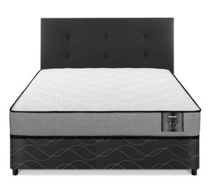 Cama americana Star 2 plazas + respaldo Royal negro