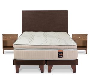 Cama europea 2 plazas + base dividida Maximo Cobre + set chocolate Atenas