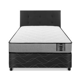 Cama americana Star 1 plaza + respaldo Royal negro