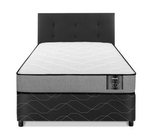 Cama americana Star 1 plaza + respaldo Royal negro