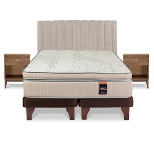 Cama europea 2 plazas + base dividida Maximo Cobre + set Atenas