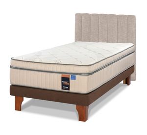 Cama europea 1.5 plazas Maximo Cobre + respaldo tubular