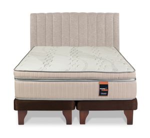 Cama europea Máximo Cobre 2 plazas + base dividida respaldo tubular