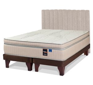Cama europea Máximo Cobre 2 plazas + base dividida respaldo tubular