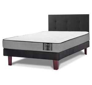 Cama europea 1.5 plazas Star + respaldo Royal negro