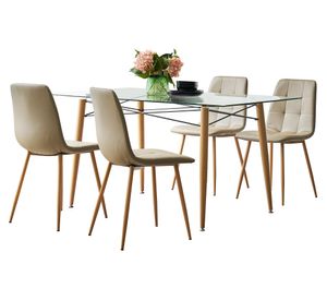 Comedor 4 personas Lavi beige 77x 140x90 cm