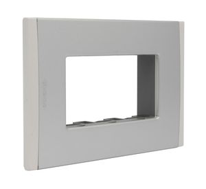 Placa 3 módulos + soporte Nobile aluminio Bticino