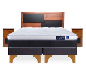 Cama europea 2 plazas Nexus base dividida + set de muebles Colonia