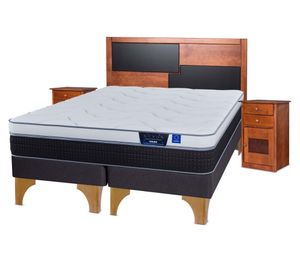 Cama europea 2 plazas Nexus base dividida + set de muebles Colonia
