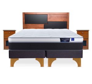 Cama europea king Nexus base dividida + set de muebles Colonia