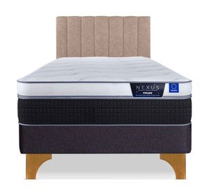 Cama europea 1.5 plazas Nexus base normal + respaldo Tubular beige