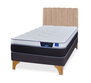 Cama europea 1.5 plazas Nexus base normal + respaldo Tubular beige