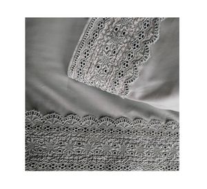 Juego de sábanas king 180 hilos broderie gris