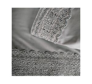 Juego de sábanas 1 plaza 180 hilos broderie gris