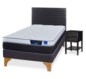 Cama europea 1.5 plazas Nexus + respaldo Modern + velador Rover