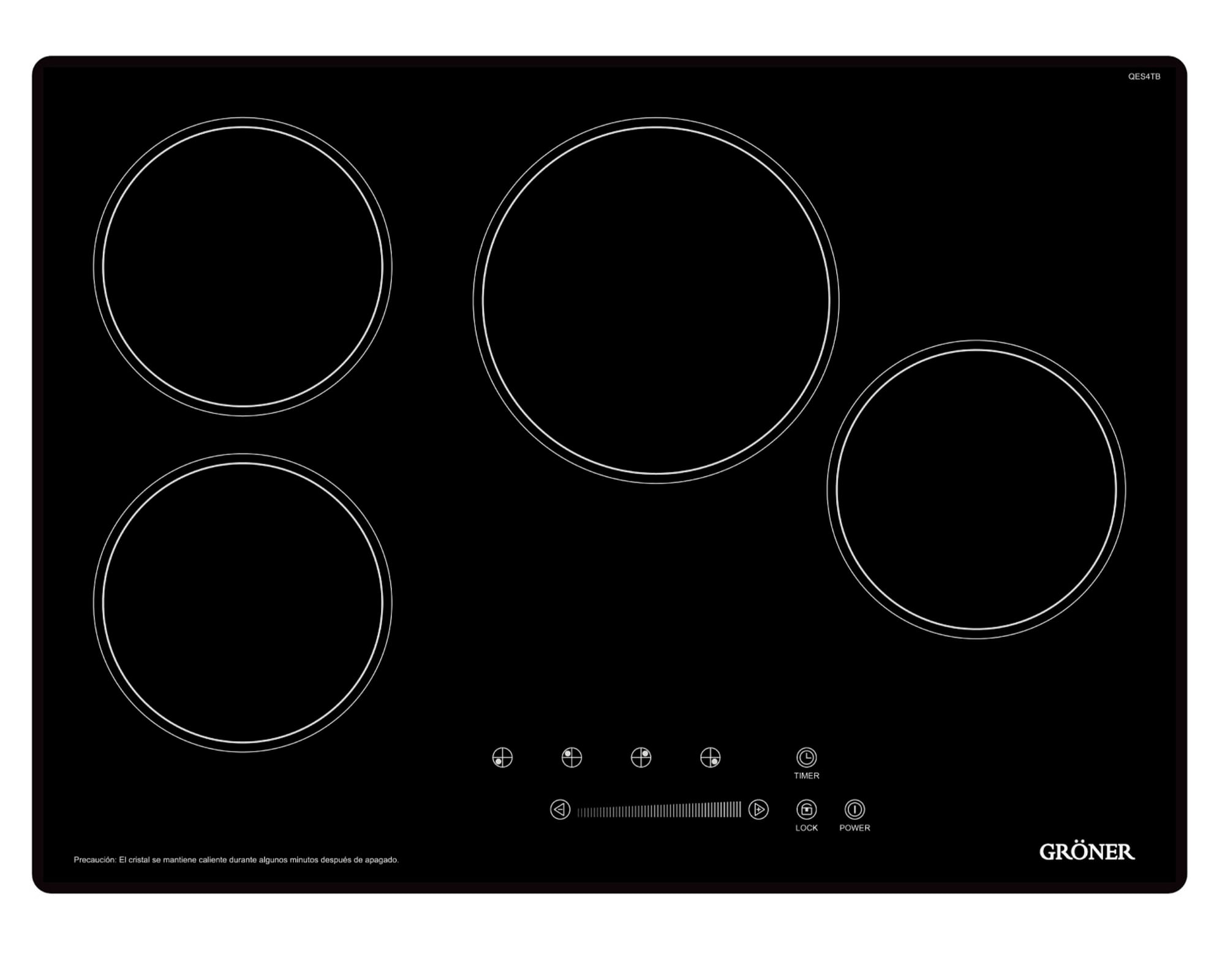 Groner Encimera vitrocerámica QES4TB 4 quemadores