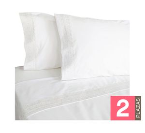 Juego de sábanas 2 plazas 180 hilos broderie blanco