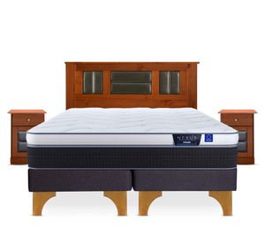 Cama europea 2 plazas Nexus base dividida + set de muebles Lorraine
