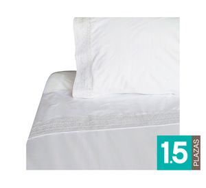 Juego de sábanas 1.5 plazas 180 hilos broderie blanco