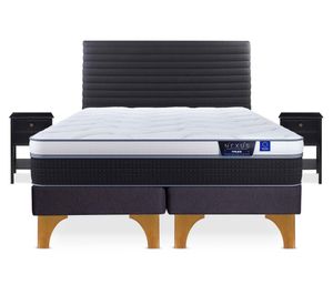 Cama europea king Nexus base dividida + respaldo Modern grafito + 2 veladores Rover