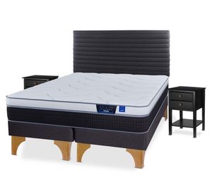 Cama europea king Nexus base dividida + respaldo Modern grafito + 2 veladores Rover