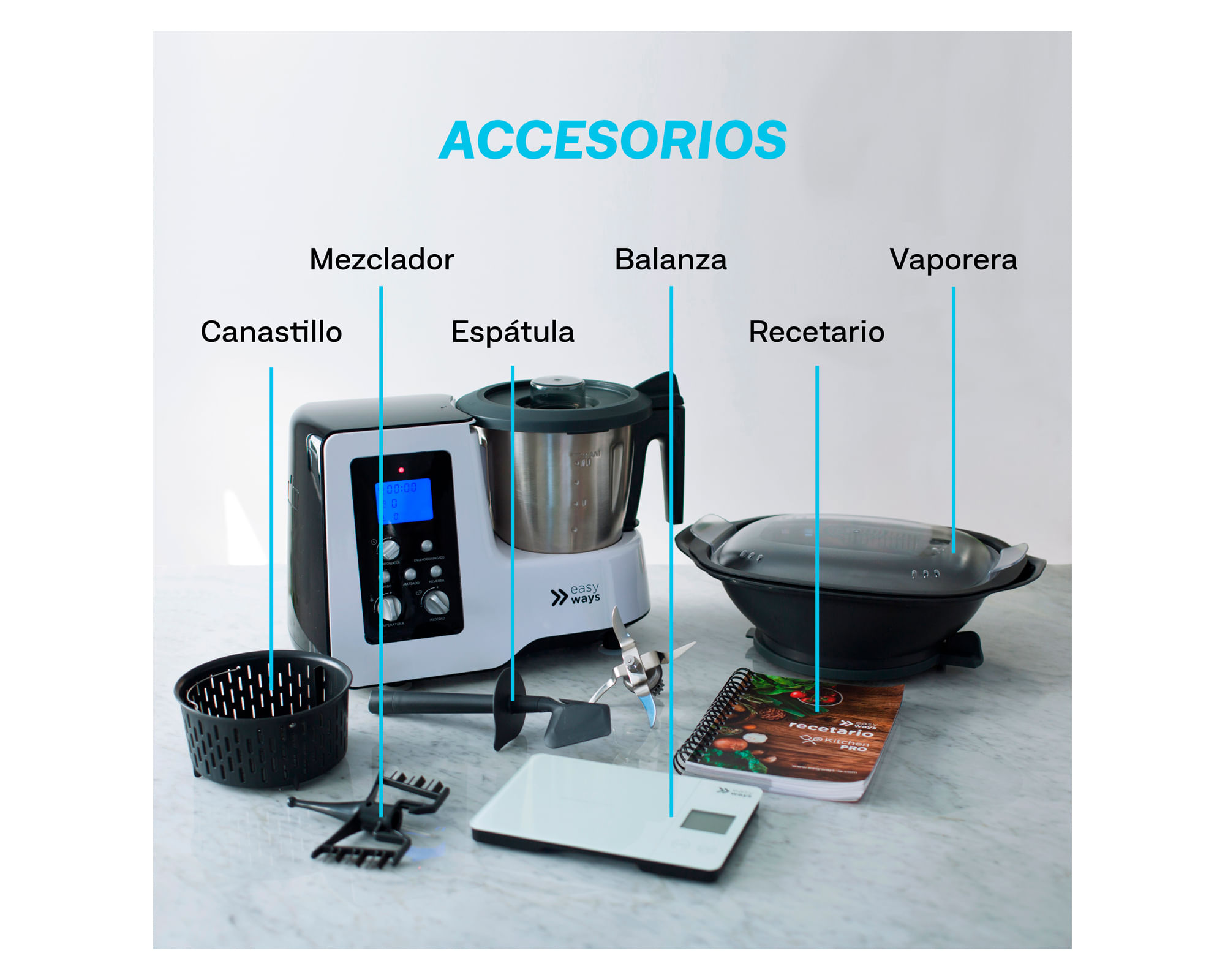 Robot de Cocina 1800W Kitchen Pro EasyWays