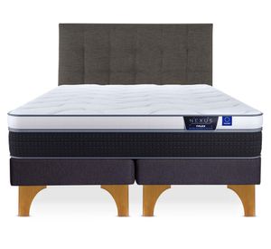 Cama europea king Nexus base dividida + respaldo Design grafito